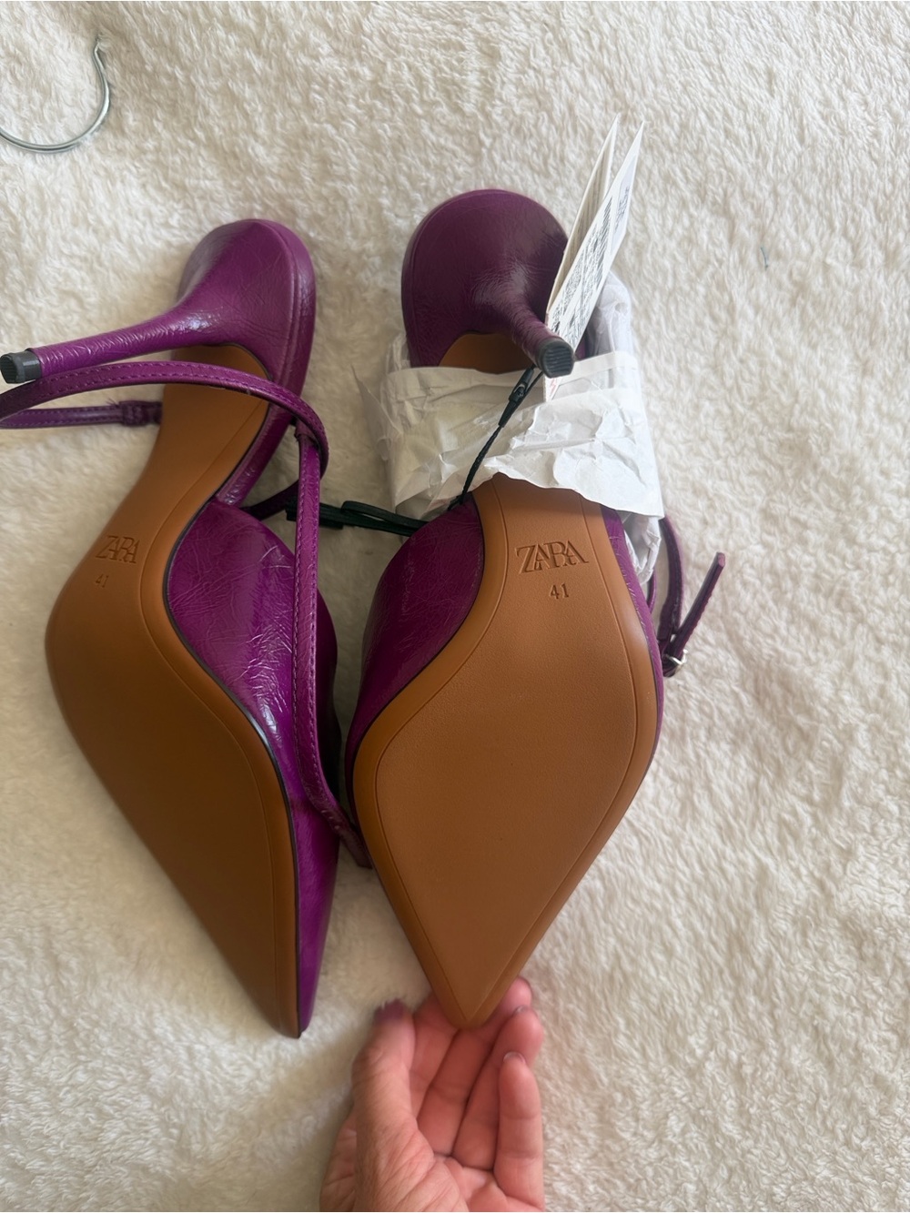 Zara Plum Pointed-Toe Slingback Flats - Picture 3 of 5